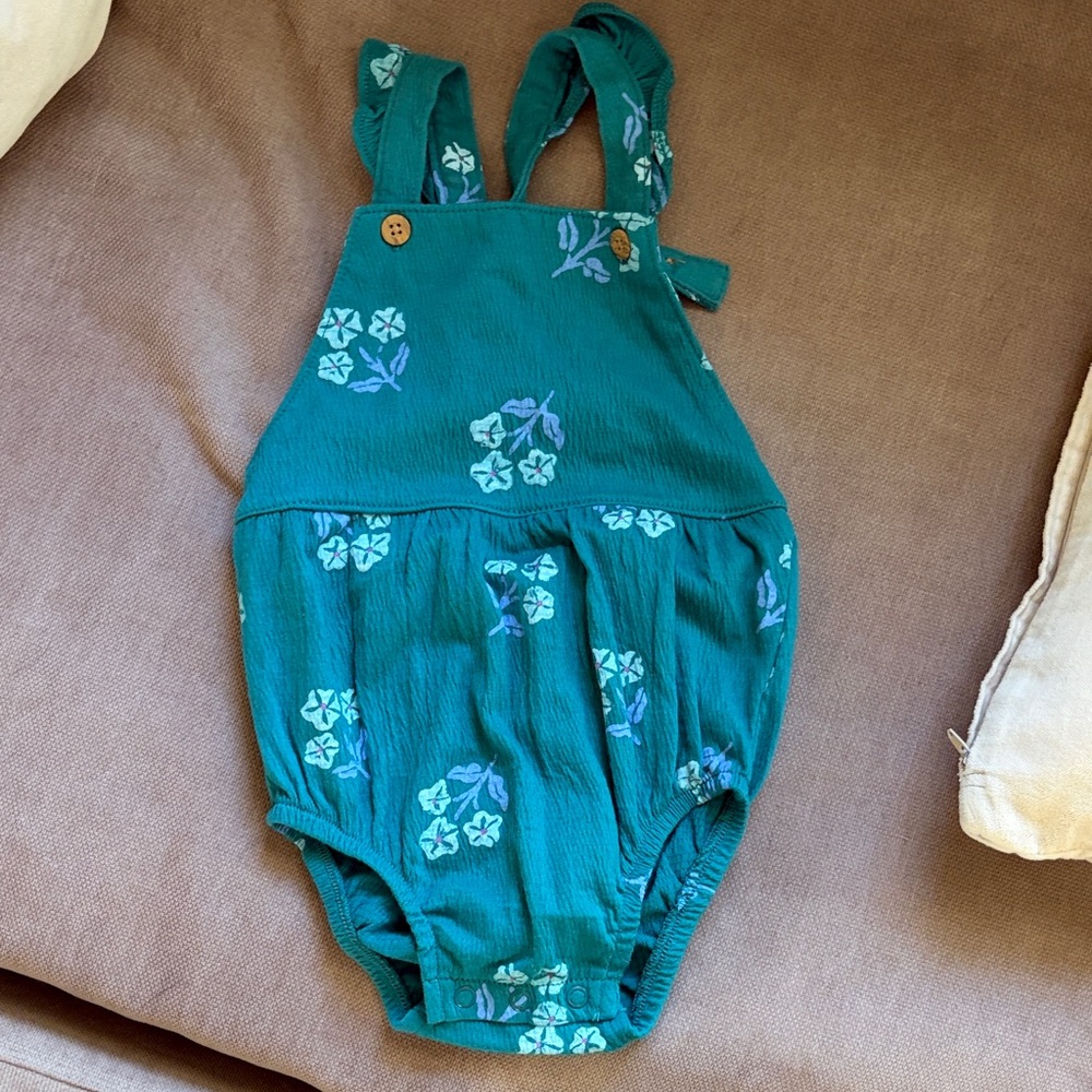 Carter's Teal Green Floral One-Piece Romper